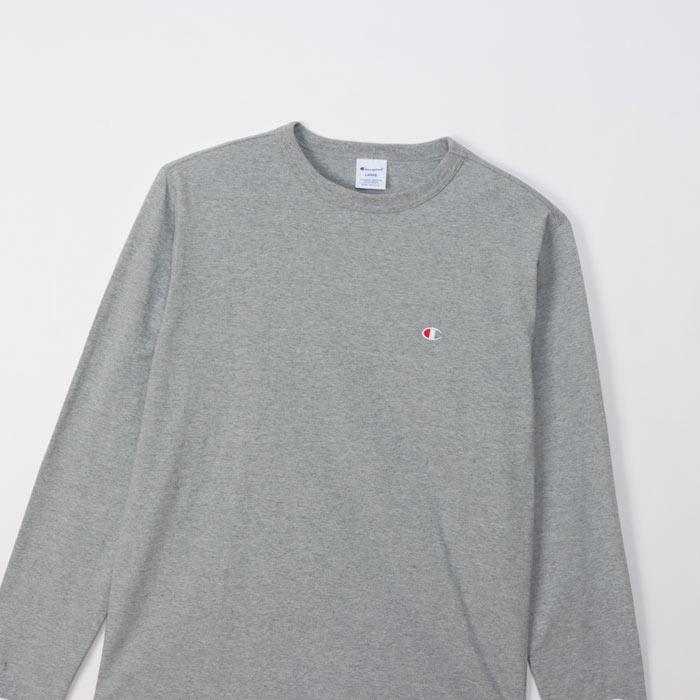 Coyseio長袖Tシャツ ホワイト グレー Champion（チャンピオン） ロングスリーブTシャツ ベーシックスタイル