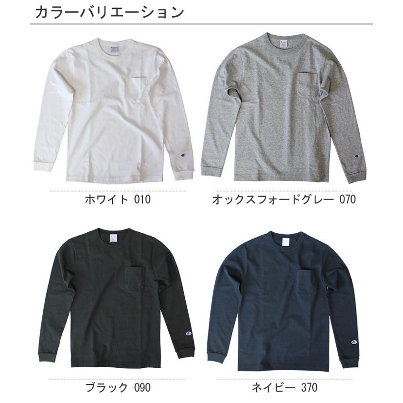 チャンピオン Champion T1011 ティーテンイレブン C5-P401 ポケット付きロングスリーブTシャツ ロンT ホワイト グレー 他｜lad｜02