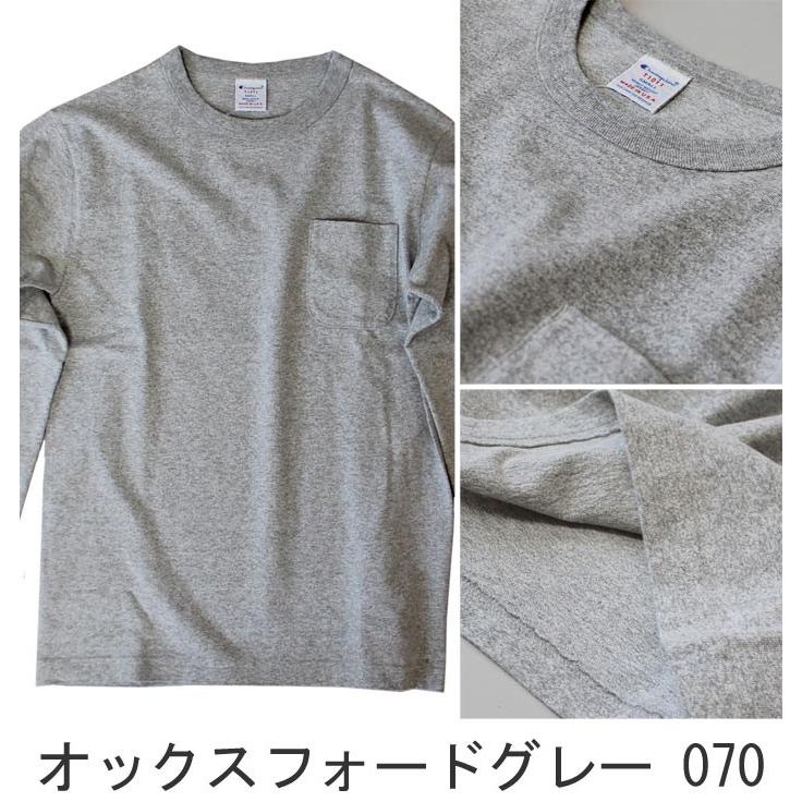 チャンピオン Champion T1011 ティーテンイレブン C5-P401 ポケット付きロングスリーブTシャツ ロンT ホワイト グレー 他｜lad｜04