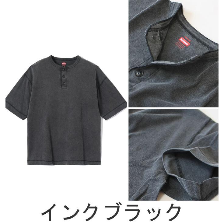 Healthknit（ヘルスニット） サルファー染めヘンリーネック半袖Tシャツ