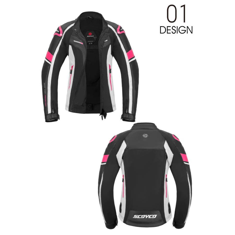 SCOYCO レディースバイクジャケット ブラック/ホワイト サイズ交換1回無料】レディースバイクジャケット SCOYCO