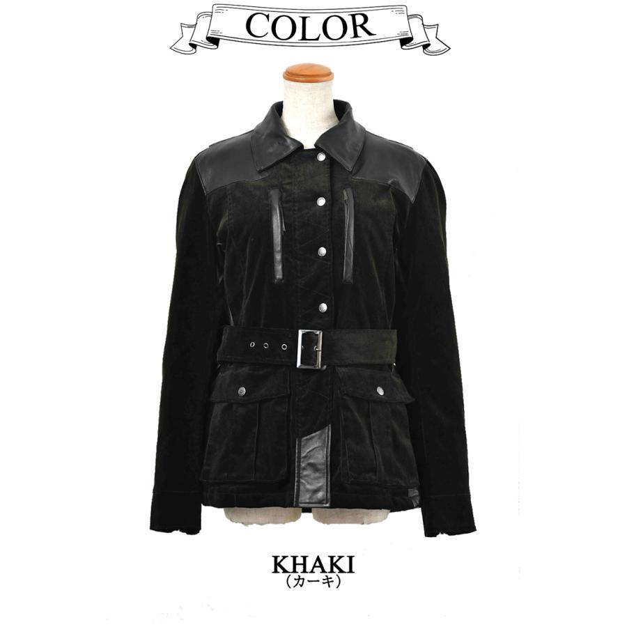 ジャケット・アウター Moka バイクジャケット レディース 冬用 牛革 モカグレー/カーキ 秋冬