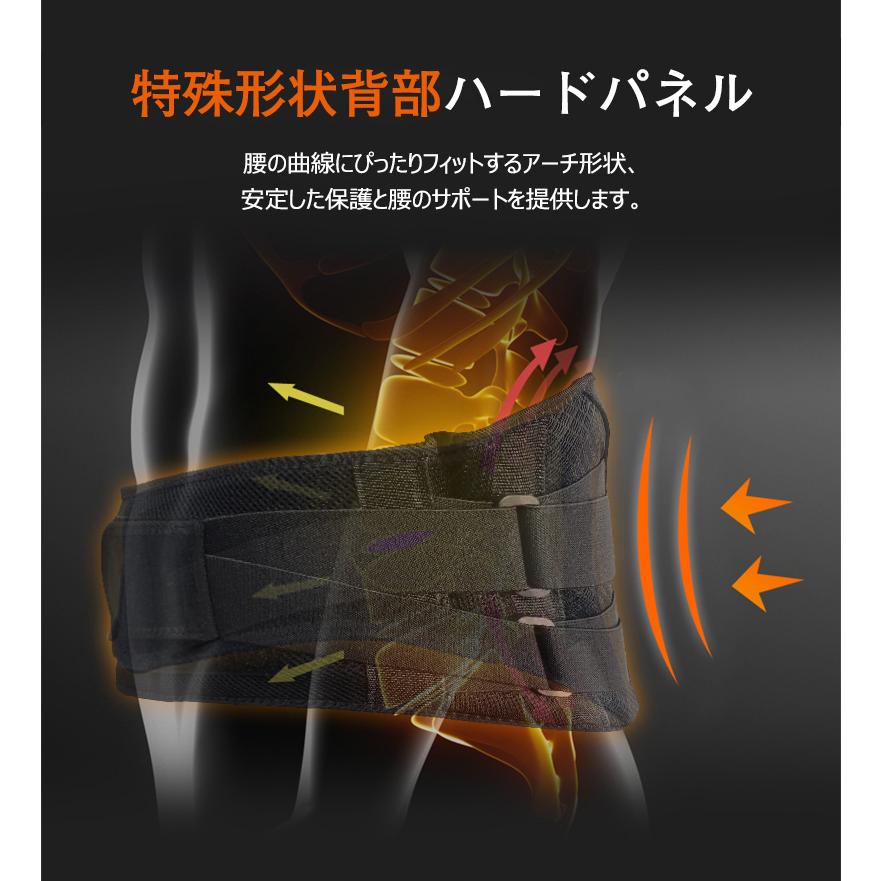 サポーター 腰 2重ベルト 加圧 6本のボーン+2本スプリングバー搭載 ズレ落ちしない グラつき軽減 コルセット 腰痛 改善 S M L |  | 04