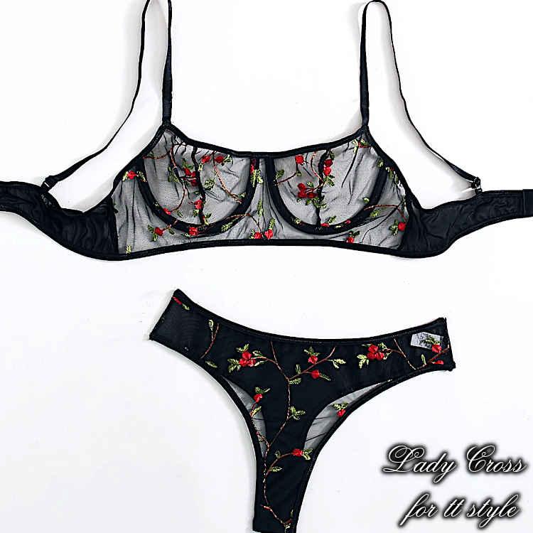 セクシーランジェリー ブラ＆ショーツ ブラジャー 花柄