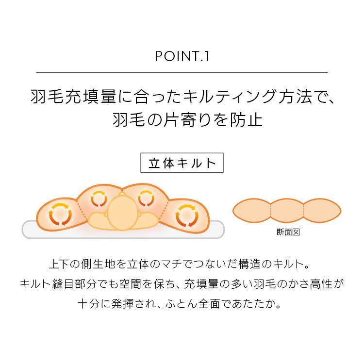 羽毛布団 シングル 掛け布団 立体キルト 掛布団 羽毛 布団 冬 冬用 暖かい あったか 羽毛ふとん KKF-WD9008-SL アイボリー アイリスオーヤマ｜ladybird6353｜10