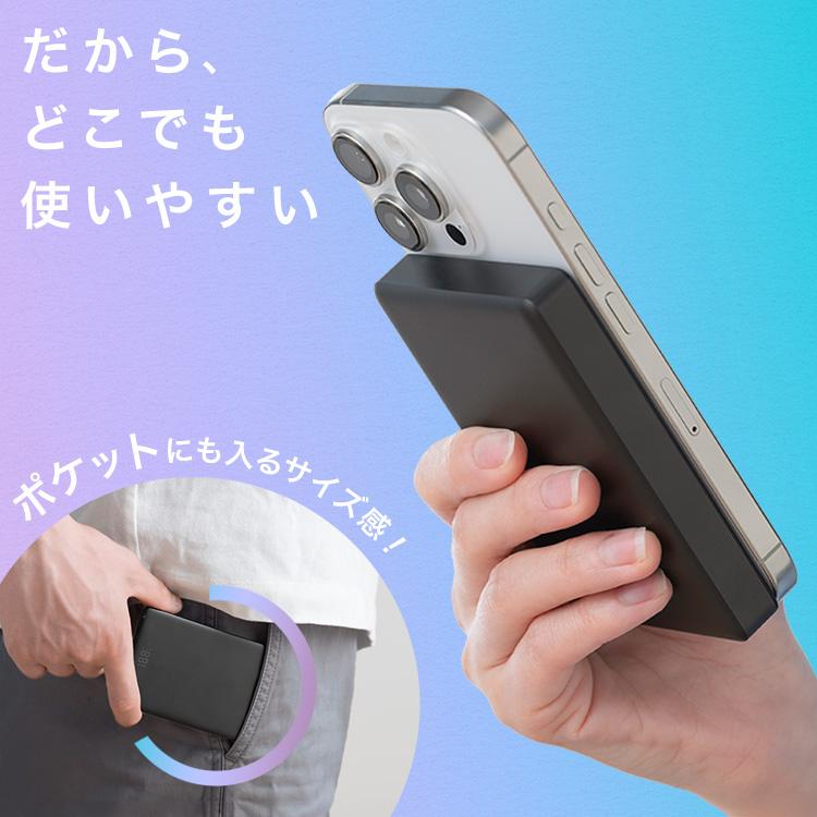 IRIS OHYAMA - 移動性蓄電池 軽さ 小型 大収容能力 10000mAh スマホ 約2回分 MagSafe相応う 無線電話 申し受ける器 薄型 Type-C アイリスオーヤマ TW-A10020 *