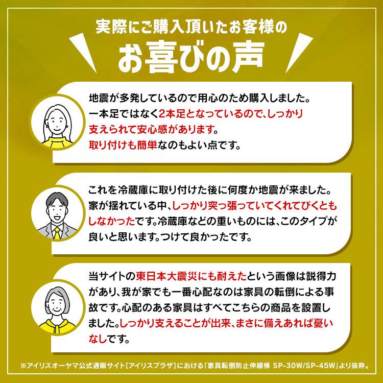 突っ張り棒 10本セット 家具転倒防止 棚 転倒防止 防災グッズ 防災セット 地震 つっぱり棒 地震対策 アイリスオーヤマ SP-45Wの画像