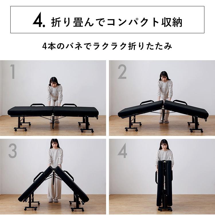 折りたたみベッド リクライニングベッド ベッド ベッドマットレス 組立不要 完成品 高反発 コンパクト おしゃれ リクライニング ハイタイプ OTBSS-KRH | IRIS OHYAMA | 10