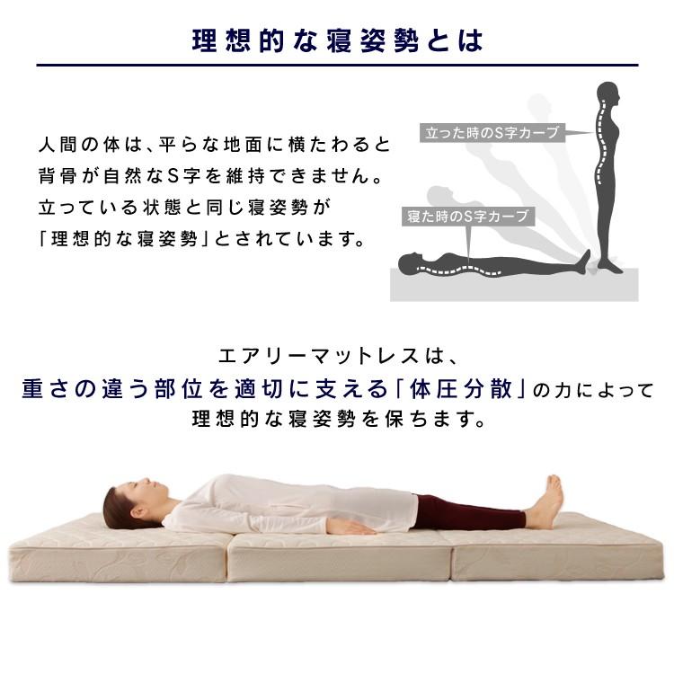マットレス シングル 洗える 三つ折り 高反発 エアリー HGB120-S 12cm 折りたたみ 通気性 湿気 コンパクト 贈り物 一人暮らし_1