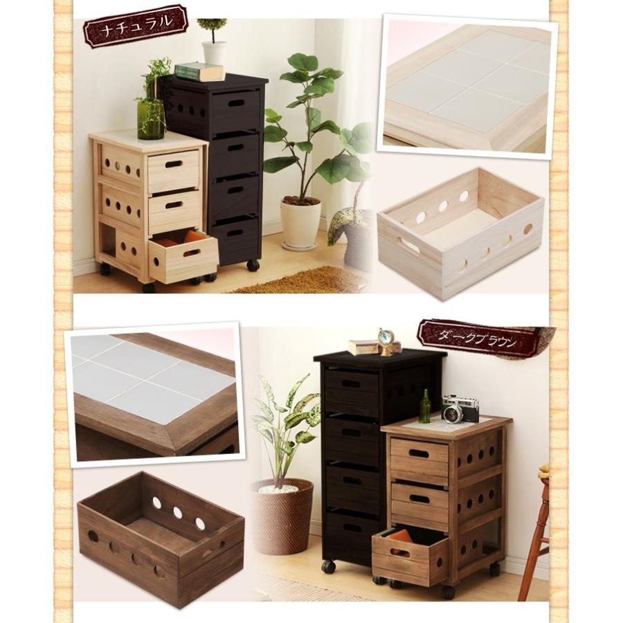 キッチンワゴン 木製 キャスター付き スリム 3段 ワゴン キッチン収納