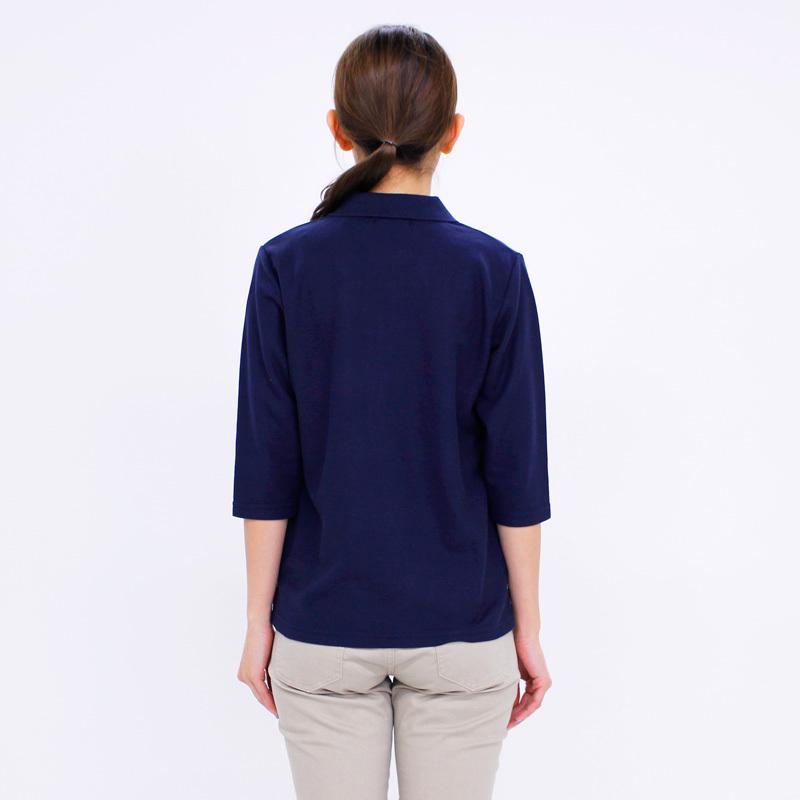 無地鹿の子7分袖ポロシャツ VANSPORTS（バンスポーツ） スリット入り M