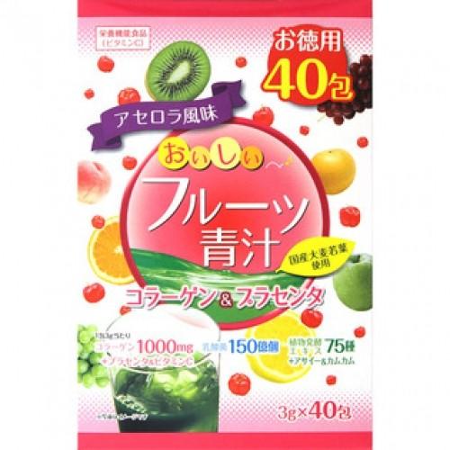 安全 ユーワ おいしいフルーツ青汁 コラーゲン プラセンタ 40包 取り寄せ商品 注文確定