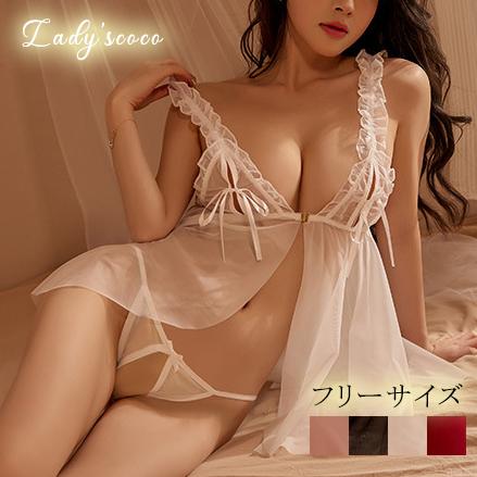 セクシーランジェリー セクシー下着 ベビードール キャミソール  ルームウェア レース 透け感 5色 魅惑 の商品画像