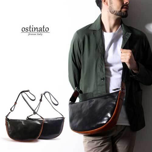 swan スワン ostinato オスティナート　ショルダーバッグ 55013　メンズ　ボディバッグ　薄マチ 本革 イタリア製 ポイント10倍