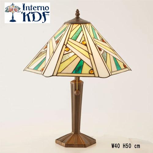 ステンドグラス テーブルランプ クロエ 689444 ステンドグラス ガラス プルスイッチ インテルナKDF ガラス レジン バラ アールデコ 幾何学模様 プレゼント ギ…