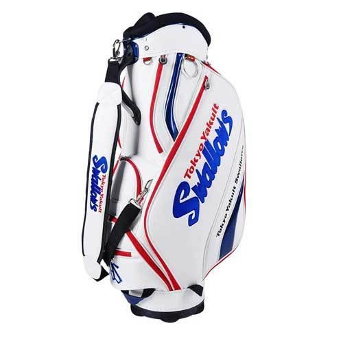 速達メール便送料無料 期間限定マスクプレゼント ノベルティプレゼント レザックス レザックス 東京ヤクルトスワローズ キャディバッグ ホワイト ブルー レッド Yscb 0538 ゴルフ 新発売の Etcui Com