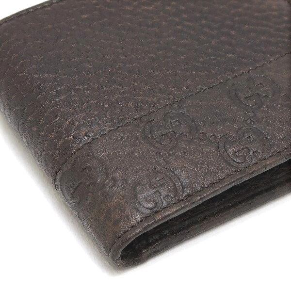 グッチシマ グッチ2つ折り財布 レザー ダークブラウン 箱付き 256418 