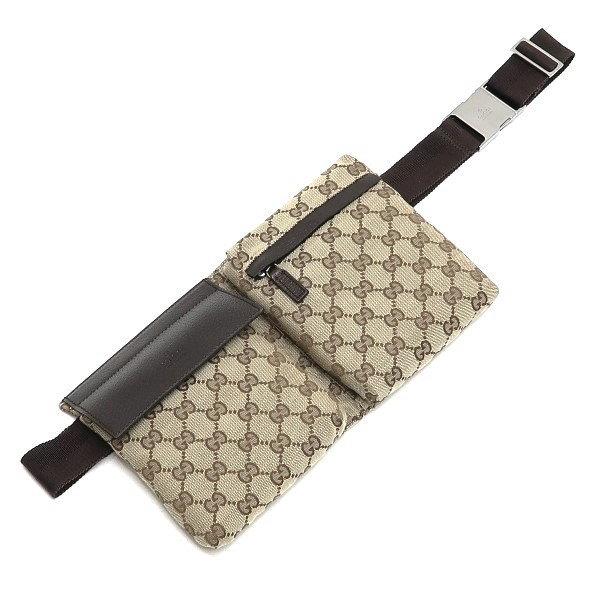 GG グッチ ウエストポーチ ボディバッグ GGキャンバス×レザー ライト