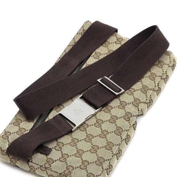 GG グッチ ウエストポーチ ボディバッグ GGキャンバス×レザー ライト