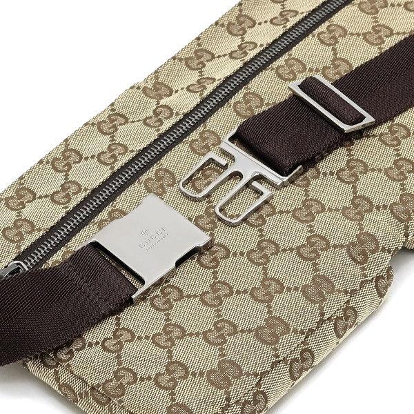 GG グッチ ウエストポーチ ボディバッグ GGキャンバス×レザー ライト