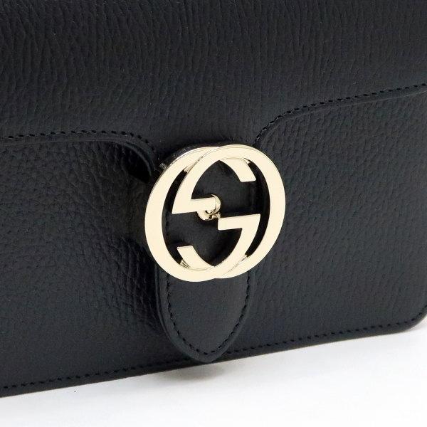 GUCCI（グッチ） ショルダーバッグ レザー ブラック 黒 シャンパン 