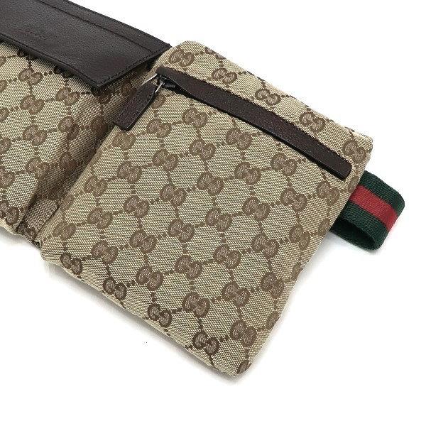 GUCCI ボディバッグ ウエストポーチ GG キャンバス ブラウン GG グッチ ウエストポーチ ボディバッグ GGキャンバス×レザー ライト