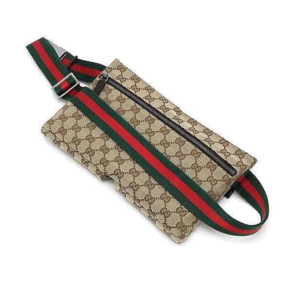 GUCCI ボディバッグ ウエストポーチ GG キャンバス ブラウン GG グッチ ウエストポーチ ボディバッグ GGキャンバス×レザー ライト