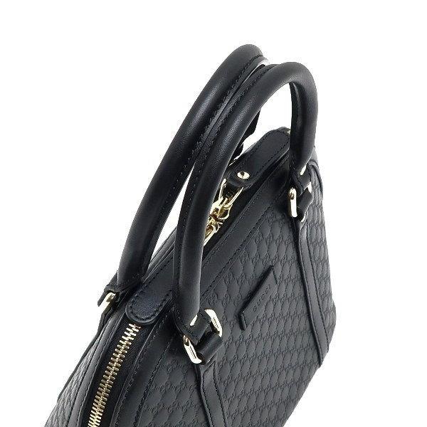 美品】グッチ 2way ハンドバッグ ロゴ マイクロ シマレザー GG 黒
