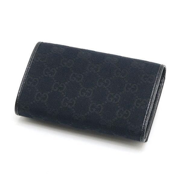 箱付き美品✨グッチ 二つ折り財布 コンパクトウォレット GGキャンバス ブラック GUCCI（グッチ） コンパクトウォレット 2つ折り財布 GGキャンバス