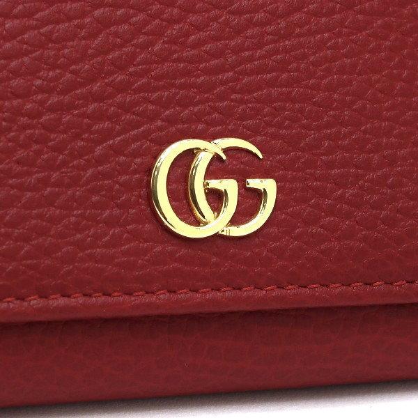 グッチ GUCCI GGマーモント コンパクトウォレット 三つ折り財布 474746 レッド【中古】【美品】 GUCCI（グッチ） コンパクト財布 3つ折りウォレット プチマーモント