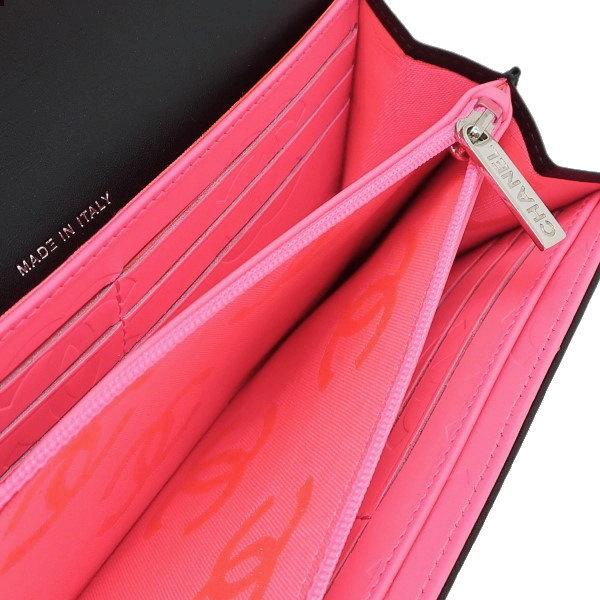 CAMBON シャネル 2つ折り長財布 カンボンライン マトラッセ カーフ 