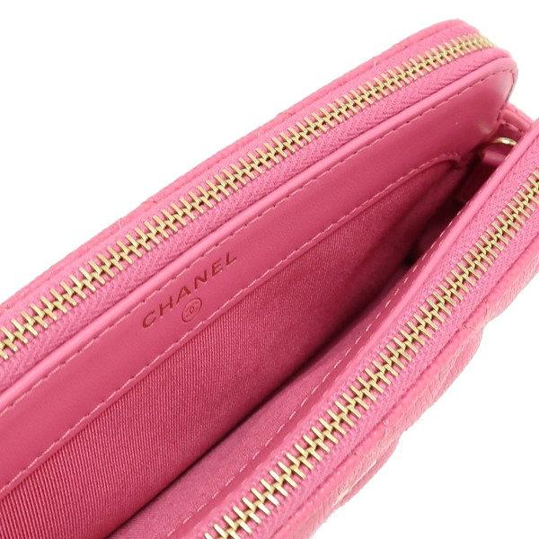 CHANEL(シャネル) 財布 マトラッセ A82527 ピンク チェーンウォレット/ゴールド金具 シャネル チェーンウォレット ピンク キャビアスキン ゴールド金具
