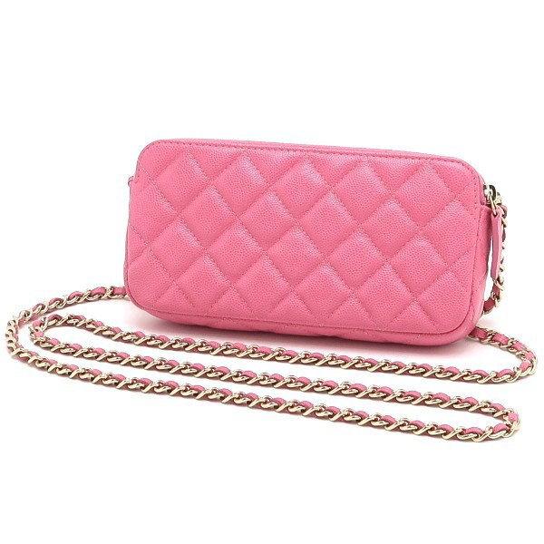 CHANEL チェーンウォレット　キャビアスキン　CHANEL キャビアスキン シャネル チェーンウォレット マトラッセ ソフト