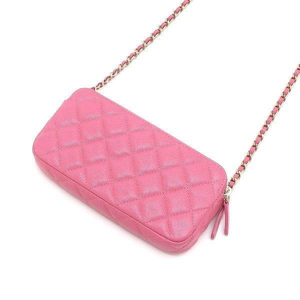CHANEL シャネル キャビアスキン ハーフムーン チェーンウォレット ピンク シャネル チェーンウォレット キャビアスキン ピンク (CHANEL