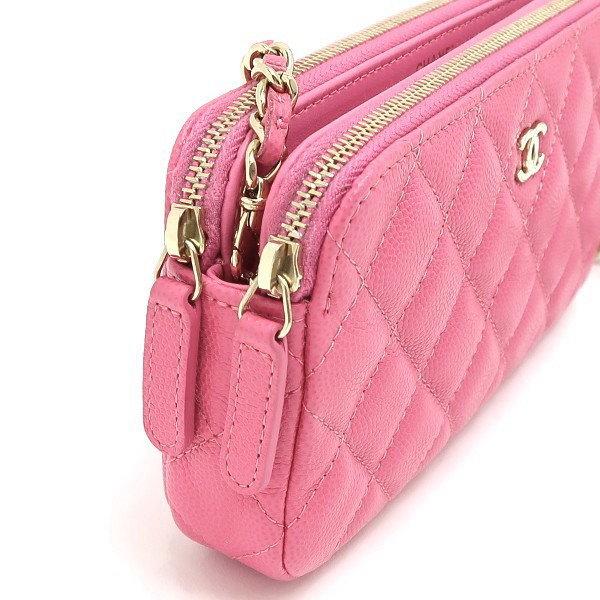 シャネル / CHANEL　マトラッセ チェーン ウォレット / ショルダーバッグ　A82527　キャビアスキン　ピンク 【中古】 商品番号 70158 CHANEL（シャネル） マトラッセ チェーン ウォレット A82527 キャビア