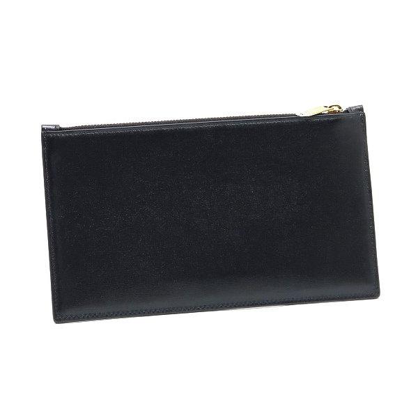 サンローラン 長財布 ビルポーチ レザー ブラック 黒 ゴールドYSL 