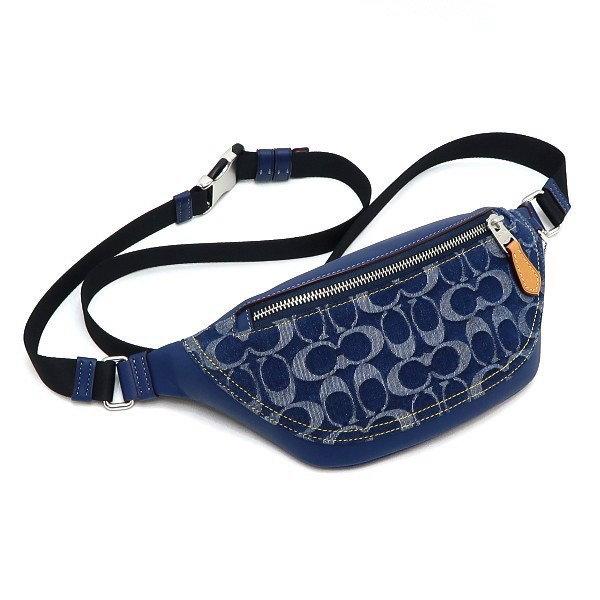 【美品】COACH エリアス ベルトバッグ デニム ネイビー COACH（コーチ） 国内発送 バッグ メンズ ボディバッグ シグネチャー