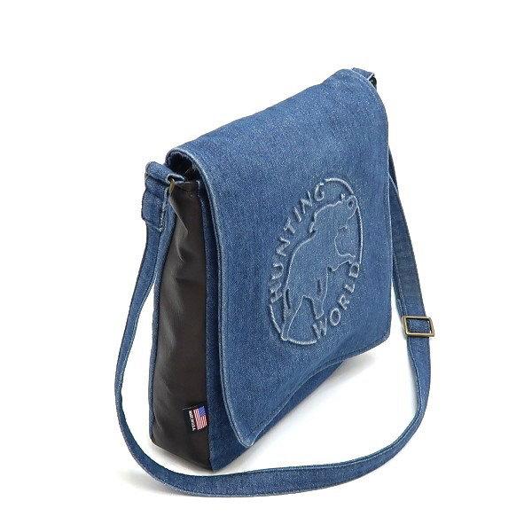 HUNTING WORLD ショルダーバッグ - 青xこげ茶(デニム) 【古着】【中古】 中古・古着通販】HUNTING WORLD (ハンティングワールド) デニム