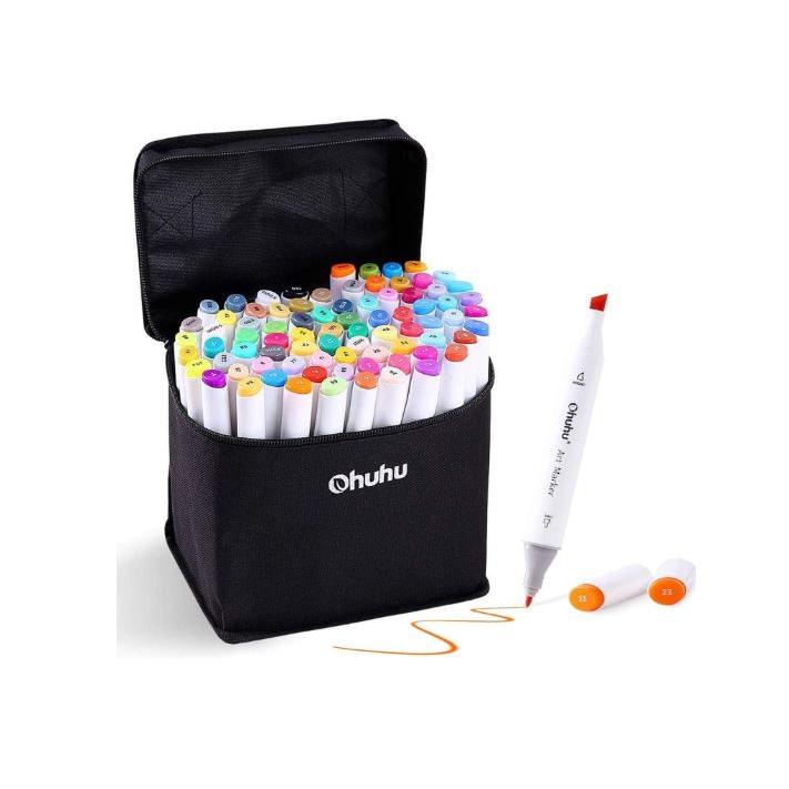 Ohuhu マーカーペン 80色 イラストや手帳に最適 豊富な色 太細両端 2種類のペン先 油性 アルコールマーカー ツインマーカー コミック用 マンガ用ペンマーカー イ B074cvymb6 Lafeuilleヤフー店 通販 Yahoo ショッピング