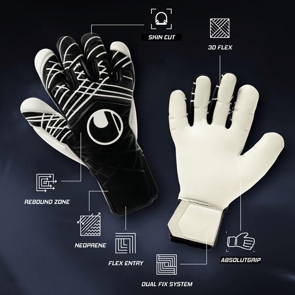 uhlsport ウールシュポルト ナイトエディション アブソルートグリップ スキンカット サッカー キーパー手袋 101135602-24の画像