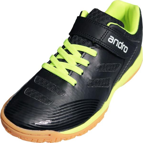 84円 66 以上節約 Andro アンドロ クロスステップ ジュニア ブラック ネオンイエロー 卓球 シューズ j ボーイズ