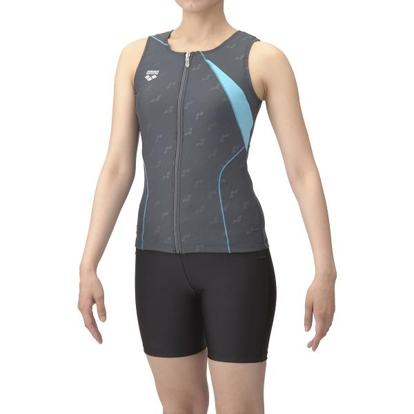 ARENA アリーナ フィットネスセパレーツ カバーバック ミドルレッグ 差し込みパッド 水泳 水着レディースフィットネス AS5SWF45L-GYBK | アリーナ