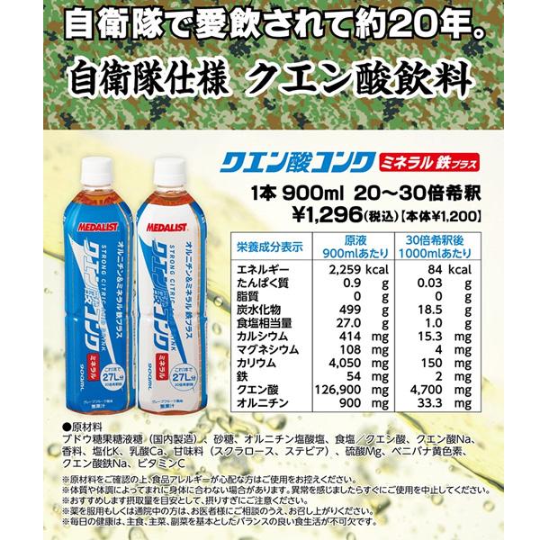 メダリスト クエン酸 クエン酸コンクミネラル 6本セットさらに170mL用7袋プレゼント クエン酸コンクミネラル 鉄プラス 900mL×6本 アリスト 即納｜lafitte｜07