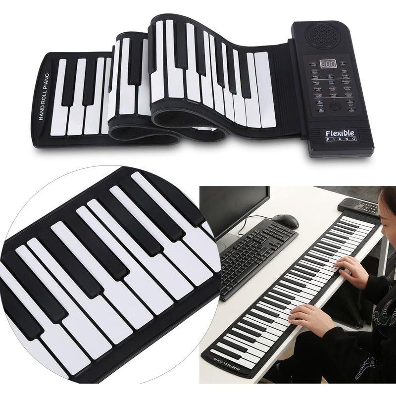 Eboxer ハンドロールピアノ 手巻きピアノ 電子ピアノ 携帯 ピアノ ロールアップキーボード ピアノ 61鍵 ハンドロール 電子ロールピ