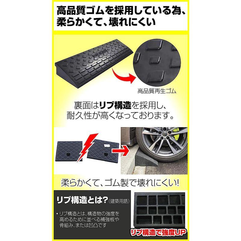 ONE　STEP　段差　スロープ　プレート　ゴム製　滑り止め　高さ5cm用　駐車場　8個セット　段差プレート　車椅子　幅60cm　自転車　ハ