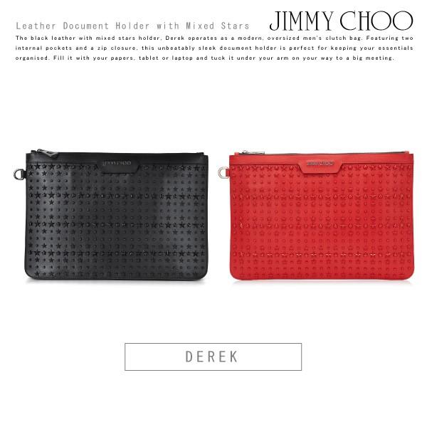 JIMMY CHOO ジミーチュウ DEREK スタースタッズ レザー クラッチバッグ｜lag-onlinestore