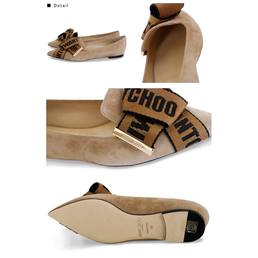 JIMMY CHOO（ジミーチュウ） GLEAM FLAT スエード ロゴテープリボン