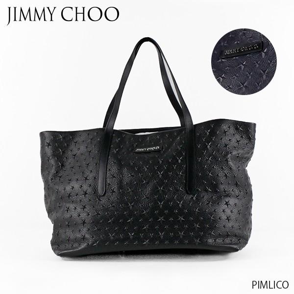 極美品✨ジミーチュウ トートバッグ スターエンボス レザー 黒 JIMMY CHOO（ジミーチュウ） PIMLICO スターエンボスグレイニーレザー