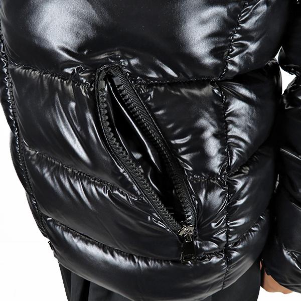 モンクレール BADYFUR Black Badyf Faux Fur-Trimmed Hooded Short Down Jacket