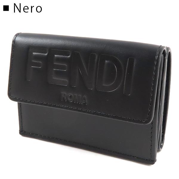 【美品】フェンディ 三つ折り財布 ローマ マイクロ トリフォード レザー／黒A FENDI（フェンディ） 三つ折り財布 MICRO TRIFOLD WALLET マイクロ F